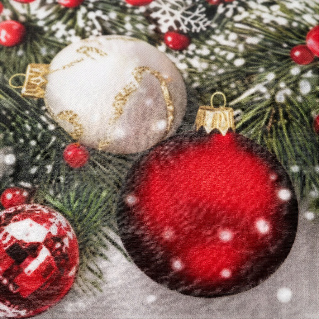 Christmas Print Semi-Sheer Curtain Panel, view 5