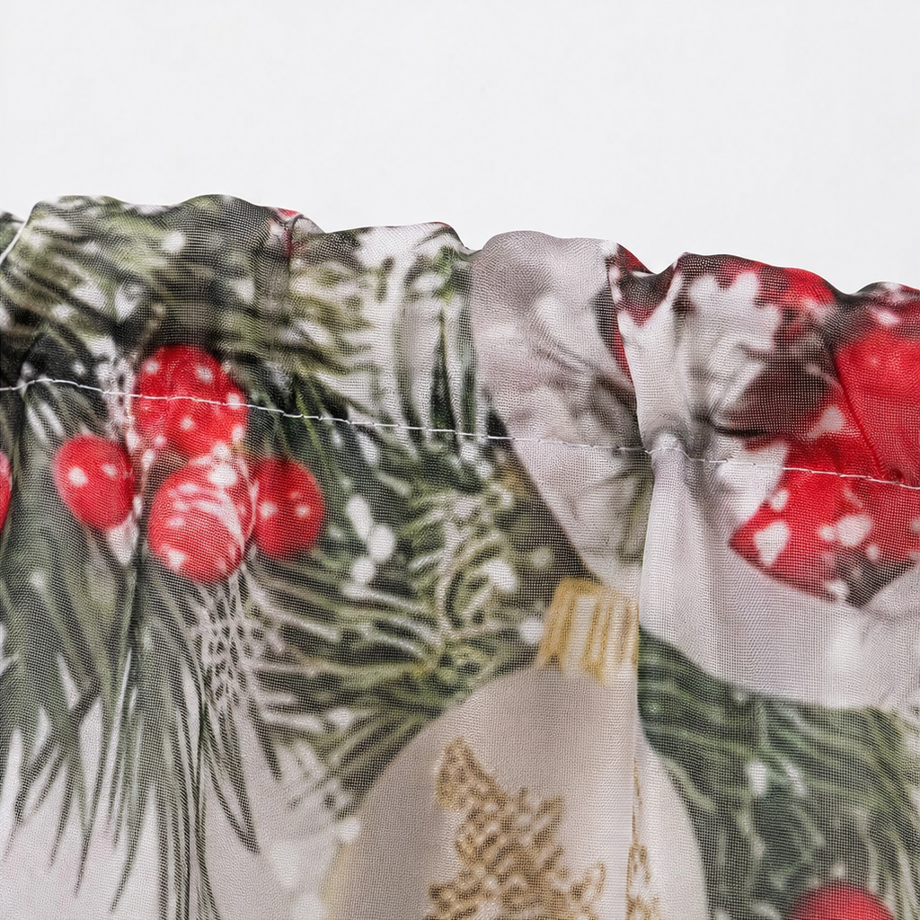 Christmas Print Semi-Sheer Curtain Panel, view 6