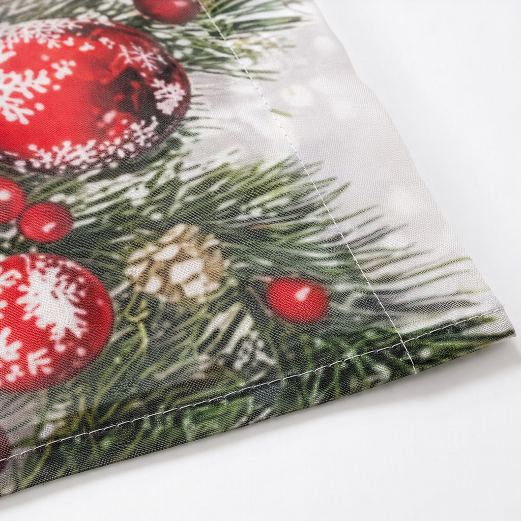 Christmas Print Semi-Sheer Curtain Panel, view 7
