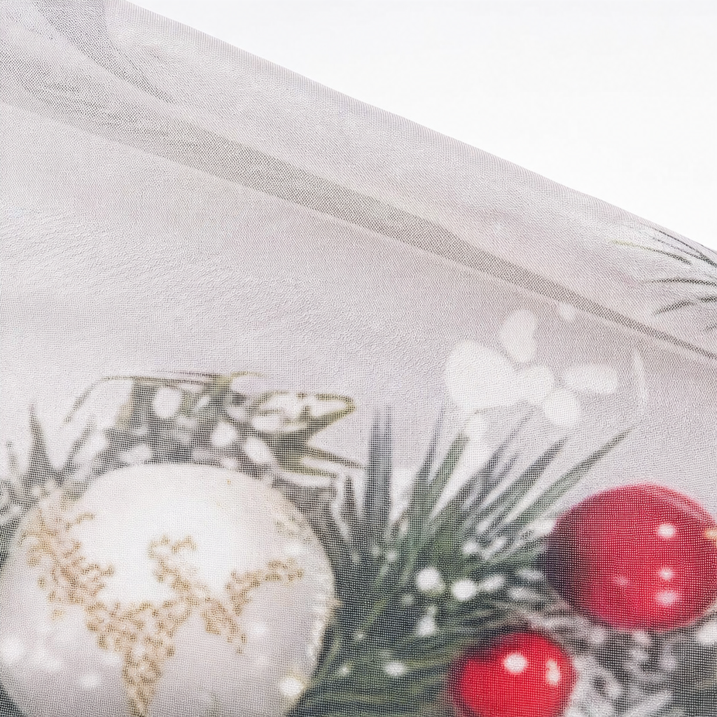 Christmas Print Semi-Sheer Curtain Panel, view 8