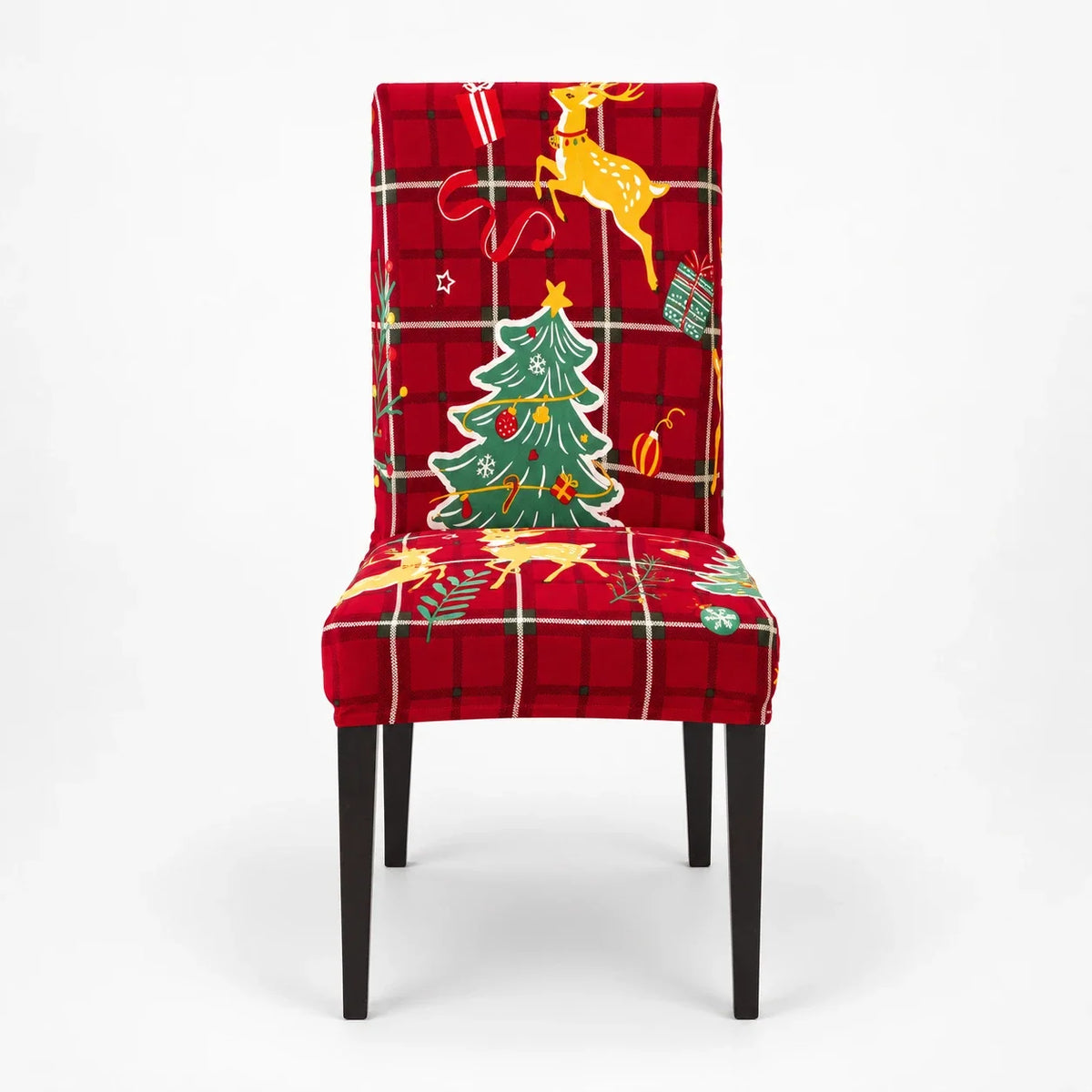 Christmas Stretch Dining Chair Covers, Red Grid
