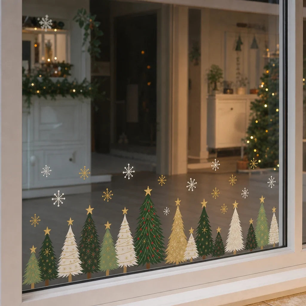 Christmas Tree and Snowflake Window Clings, view 1