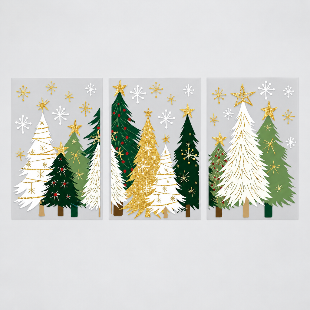 Christmas Tree and Snowflake Window Clings product photo