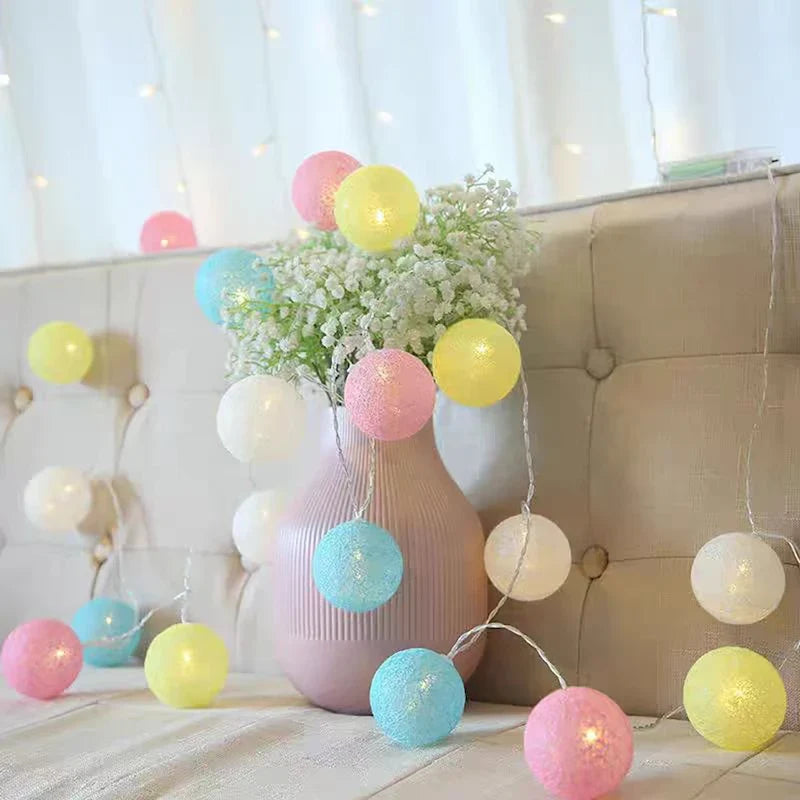 Cotton Ball LED String Lights, view 4
