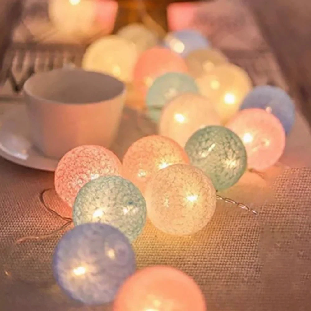 Cotton Ball LED String Lights, view 5