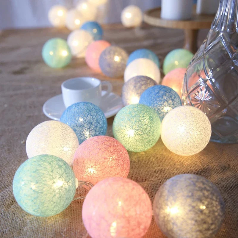 Cotton Ball LED String Lights, view 6