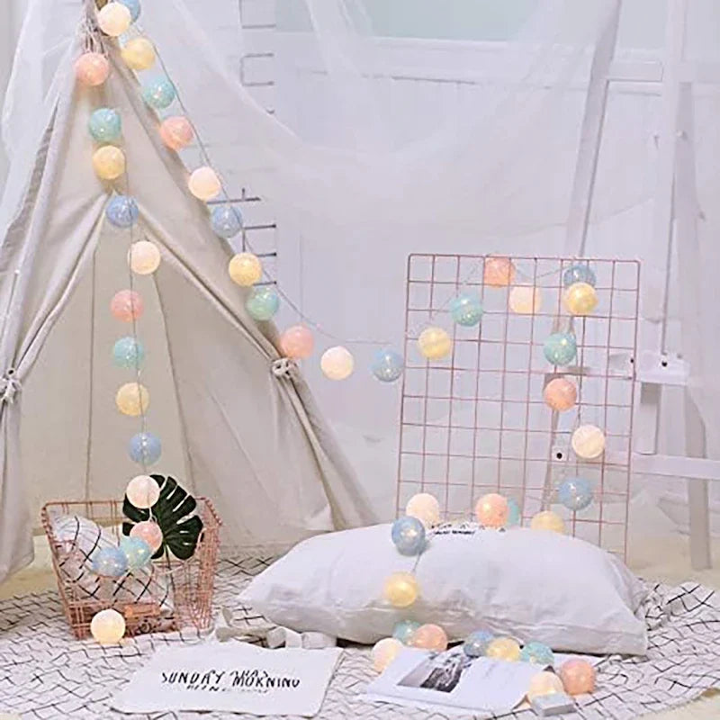 Cotton Ball LED String Lights, view 7