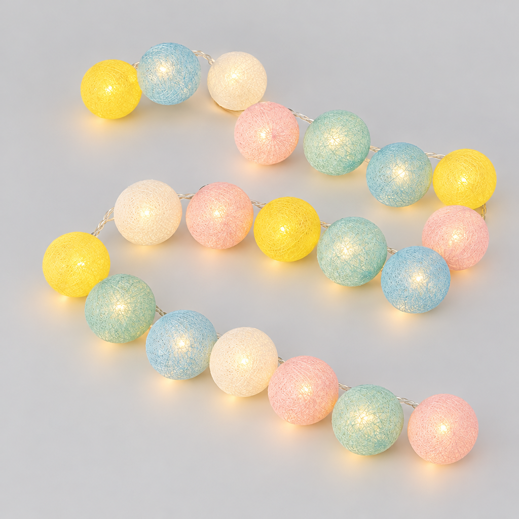 Cotton Ball LED String Lights product photo