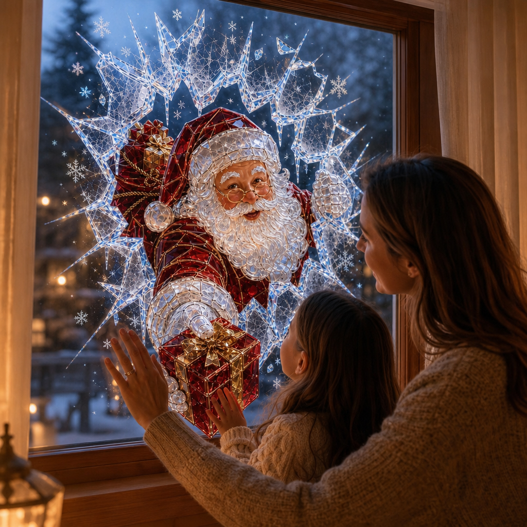 Cracked Glass Christmas Window Cling, view 1