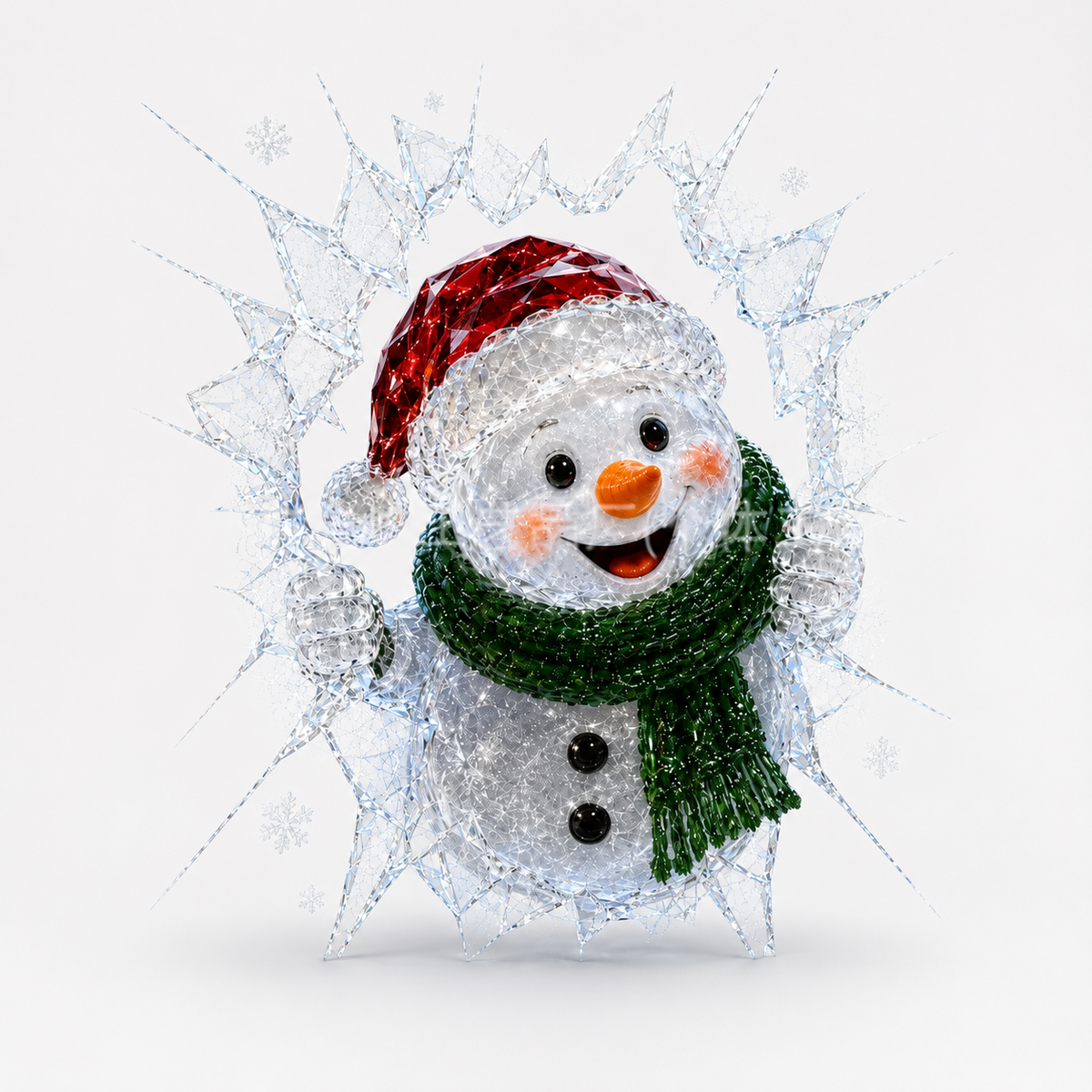 Cracked Glass Christmas Window Cling, Snowman