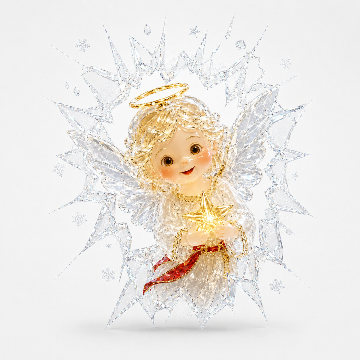 Cracked Glass Christmas Window Cling, Angel