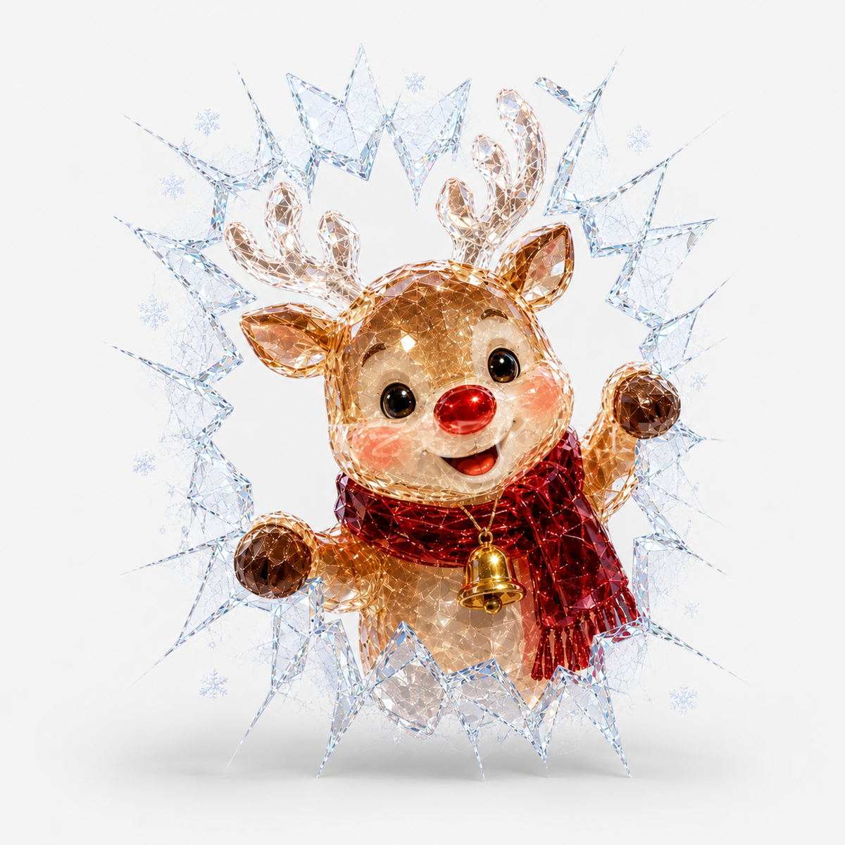 Cracked Glass Christmas Window Cling, Reindeer