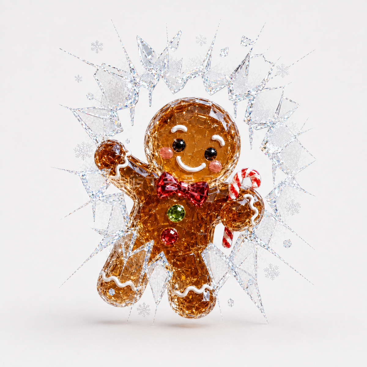 Cracked Glass Christmas Window Cling, Gingerbread Man