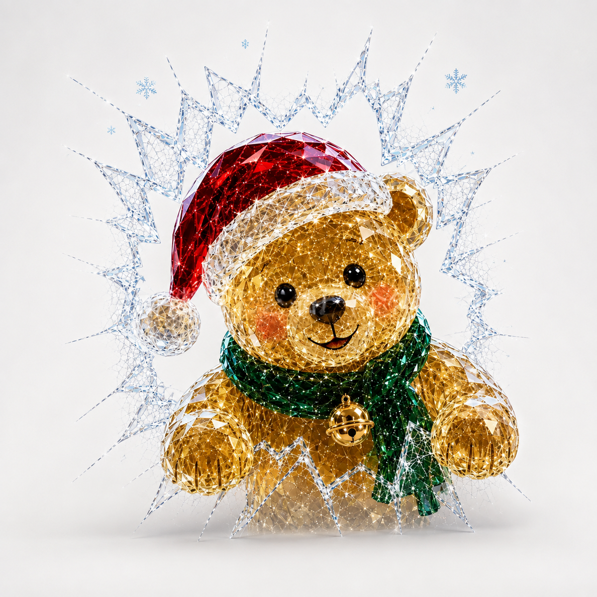 Cracked Glass Christmas Window Cling, Teddy Bear