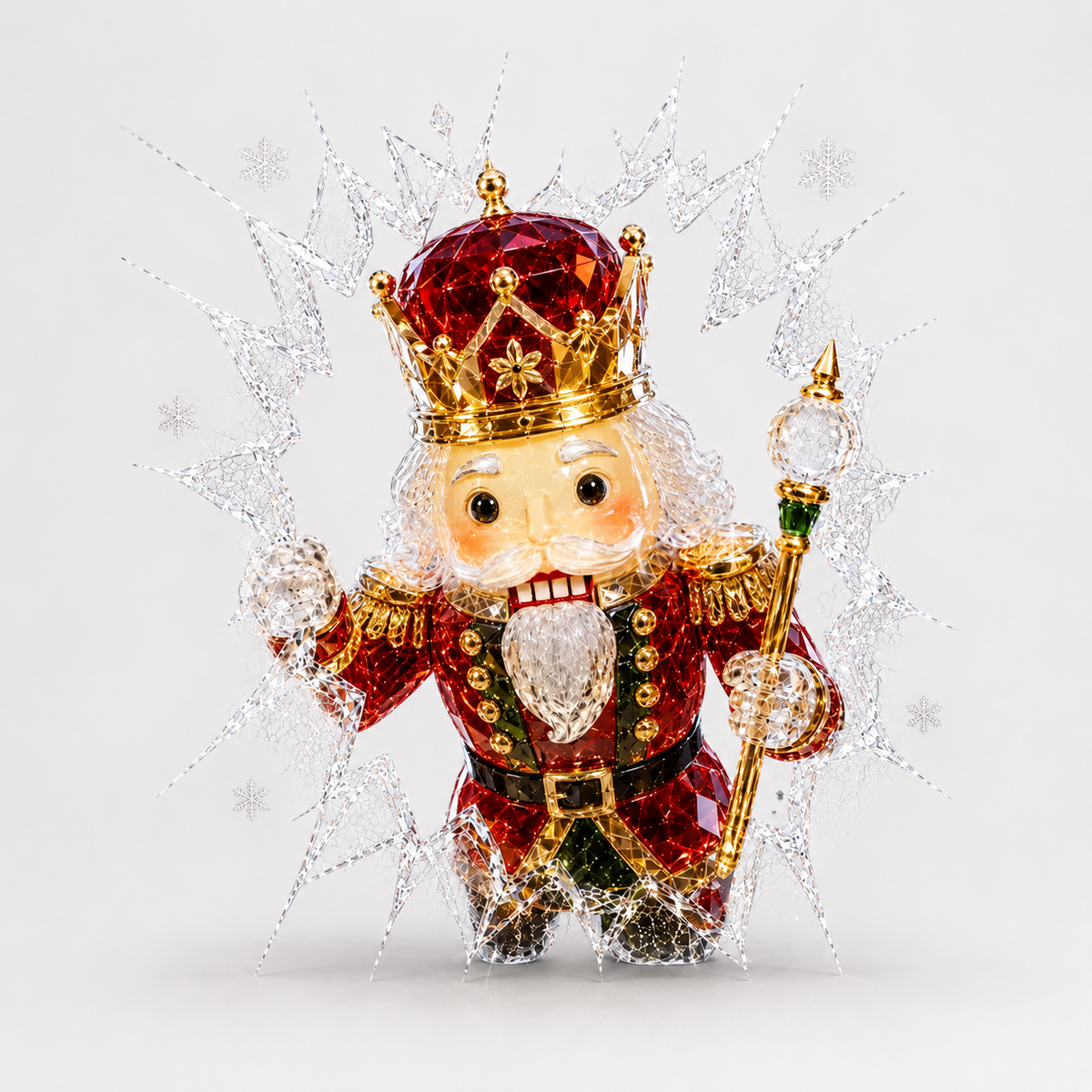 Cracked Glass Christmas Window Cling, Nutcracker King