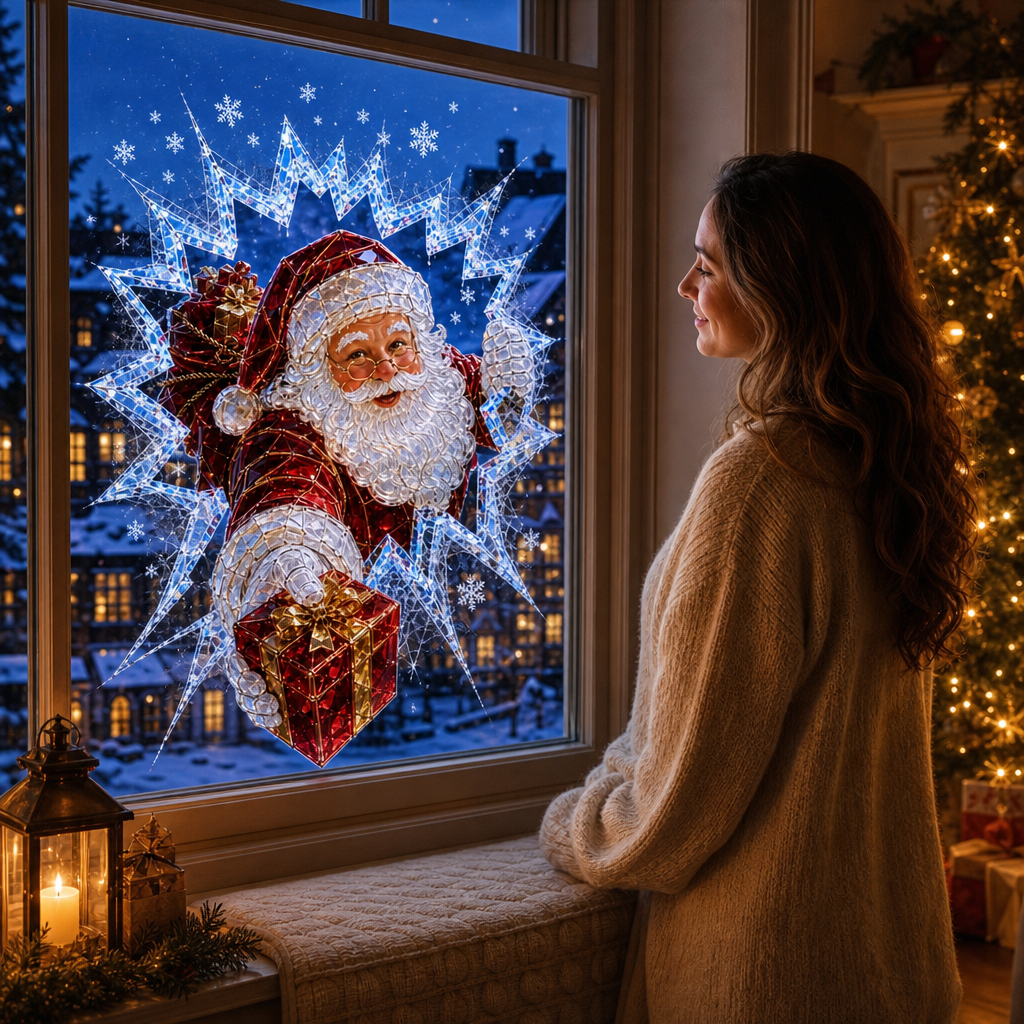 Cracked Glass Christmas Window Cling, view 3