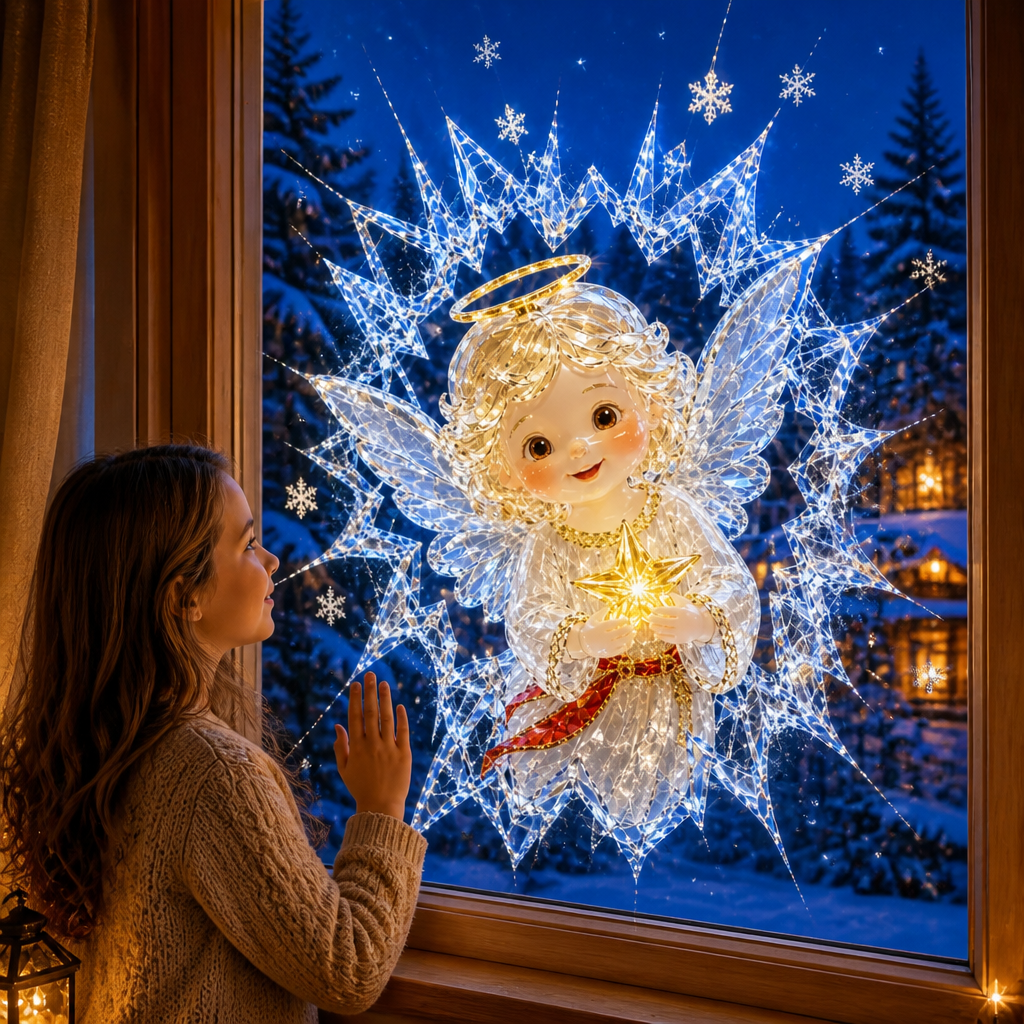 Cracked Glass Christmas Window Cling, view 4