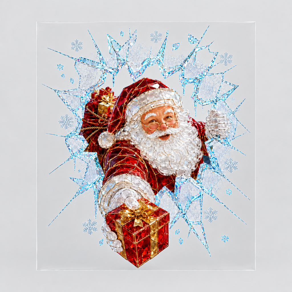 Cracked Glass Christmas Window Cling product photo