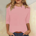 Crew Neck Three Quarter Sleeve Top, view 1
