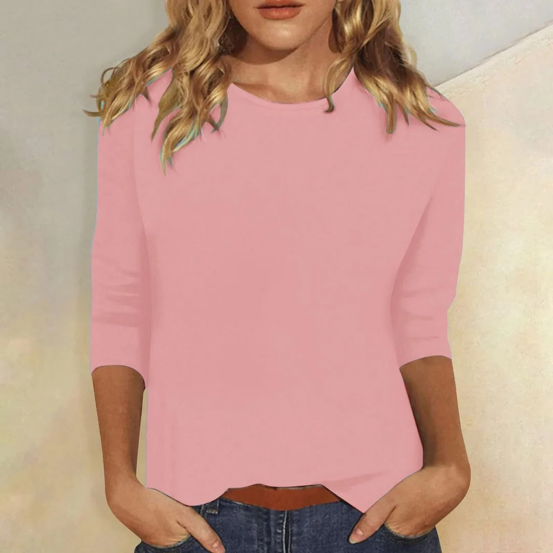 Crew Neck Three Quarter Sleeve Top, view 1