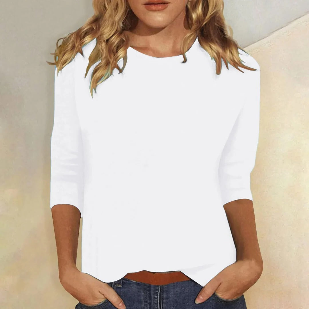 Crew Neck Three Quarter Sleeve Top, view 2