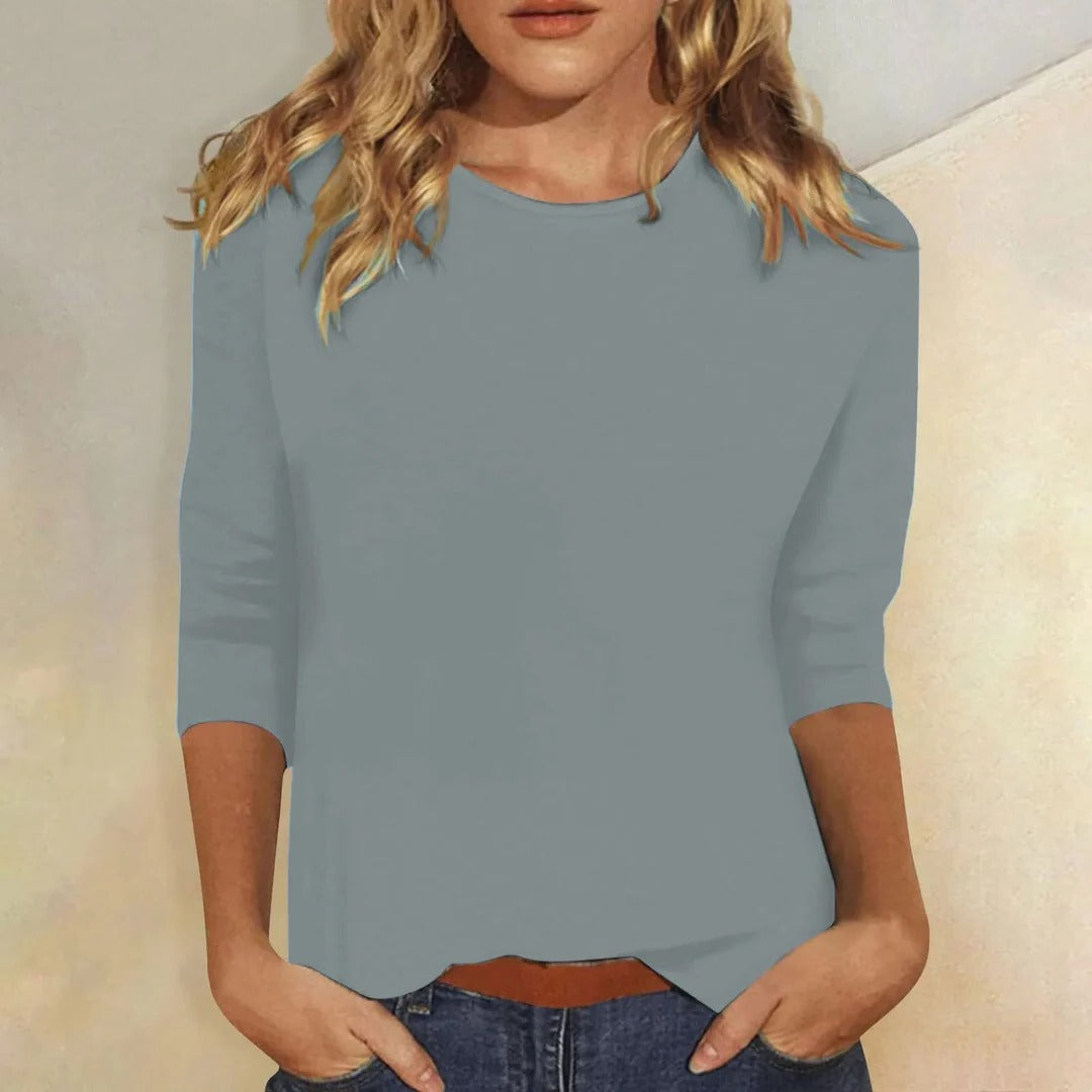 Crew Neck Three Quarter Sleeve Top, view 4