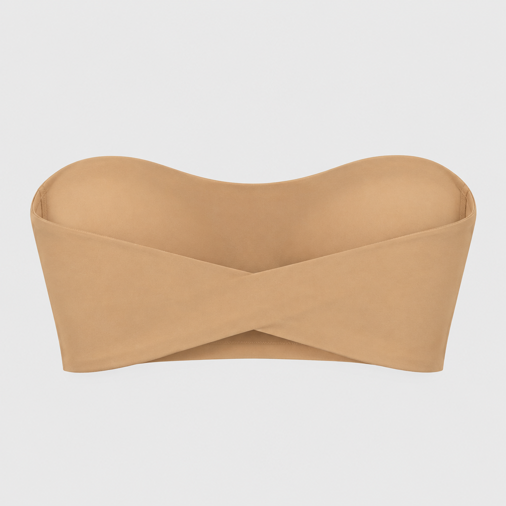 Crossover Strapless Bra, product photo on a light grey background