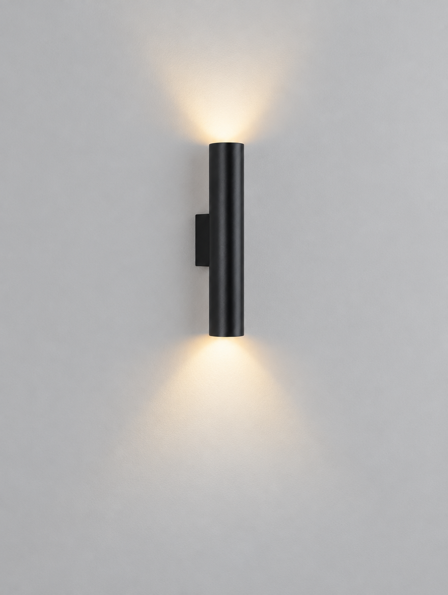 Cylinder Wall Sconce, product photo on a light grey background