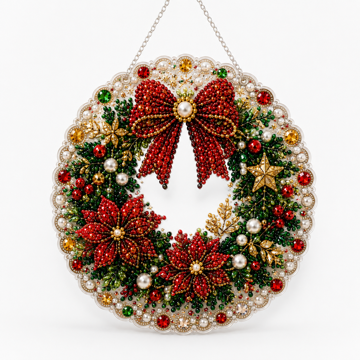 Diamond Art Christmas Ornament Kit, Holiday Wreath