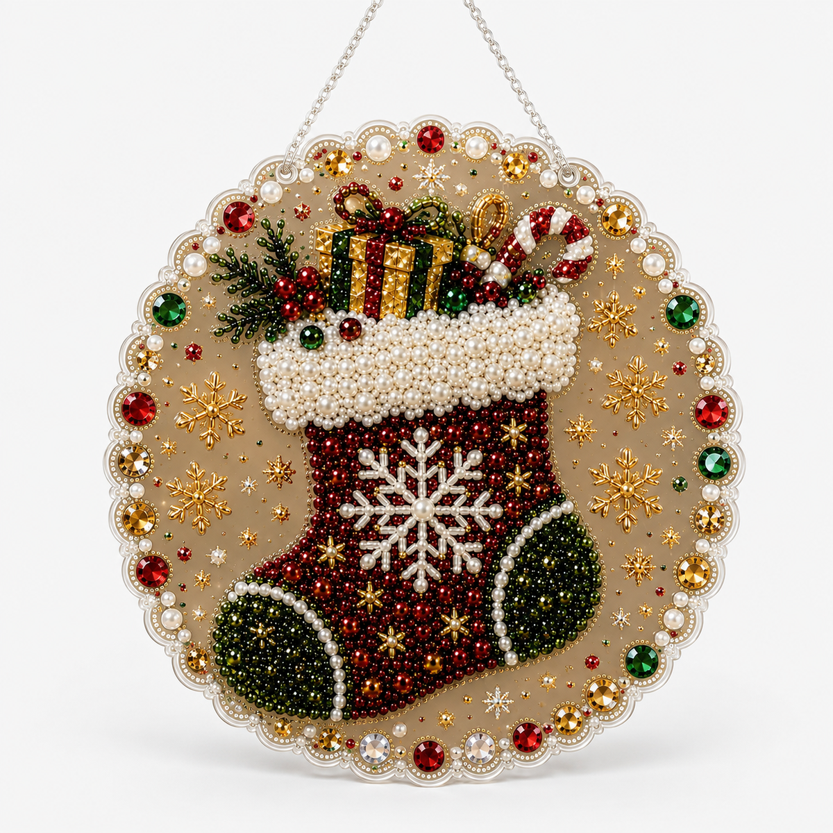 Diamond Art Christmas Ornament Kit, Merry Stocking