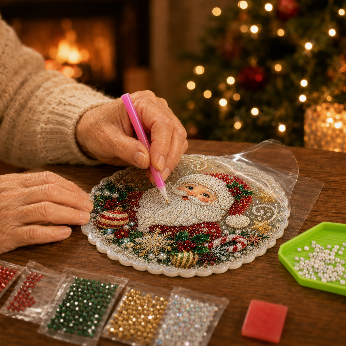Diamond Art Christmas Ornament Kit, view 3