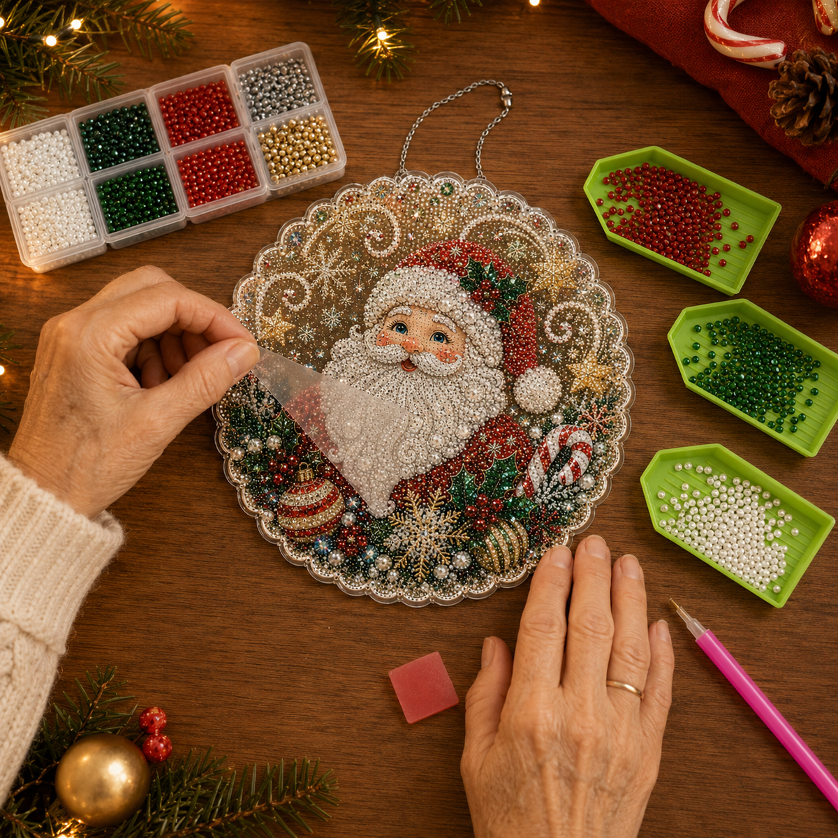 Diamond Art Christmas Ornament Kit, view 4