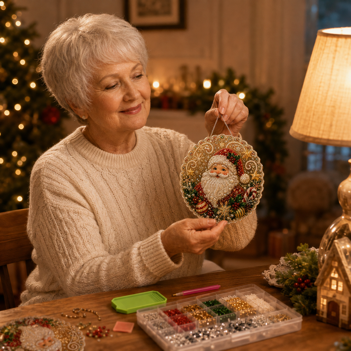 Diamond Art Christmas Ornament Kit, view 6