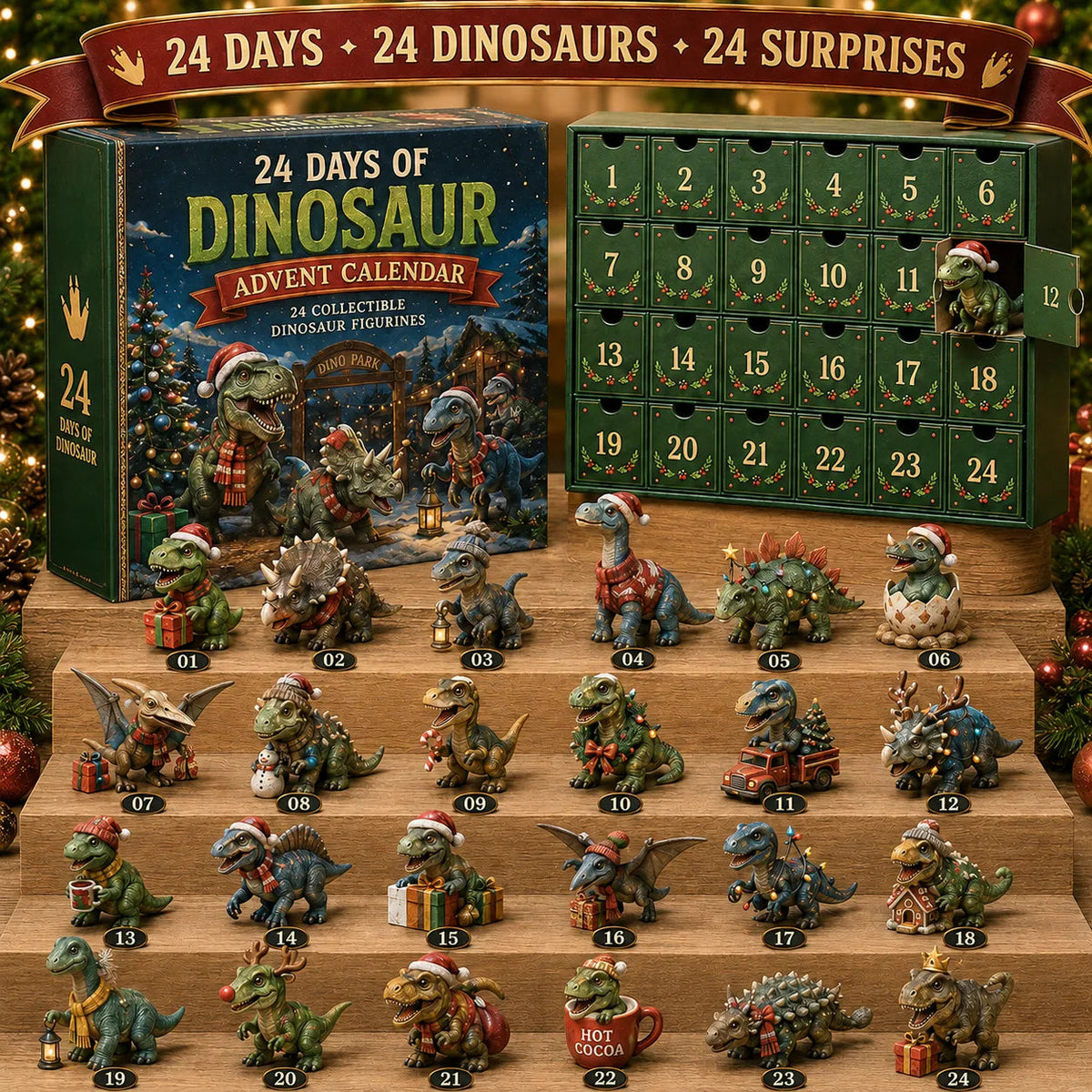 Dinosaur Christmas Advent Calendar, view 1
