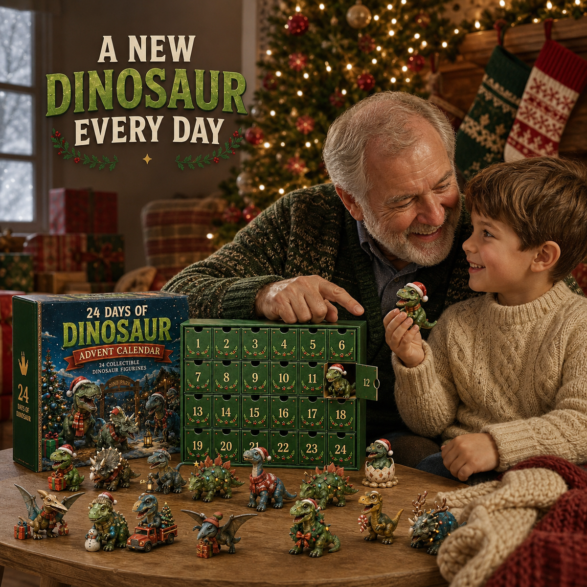 Dinosaur Christmas Advent Calendar, view 4