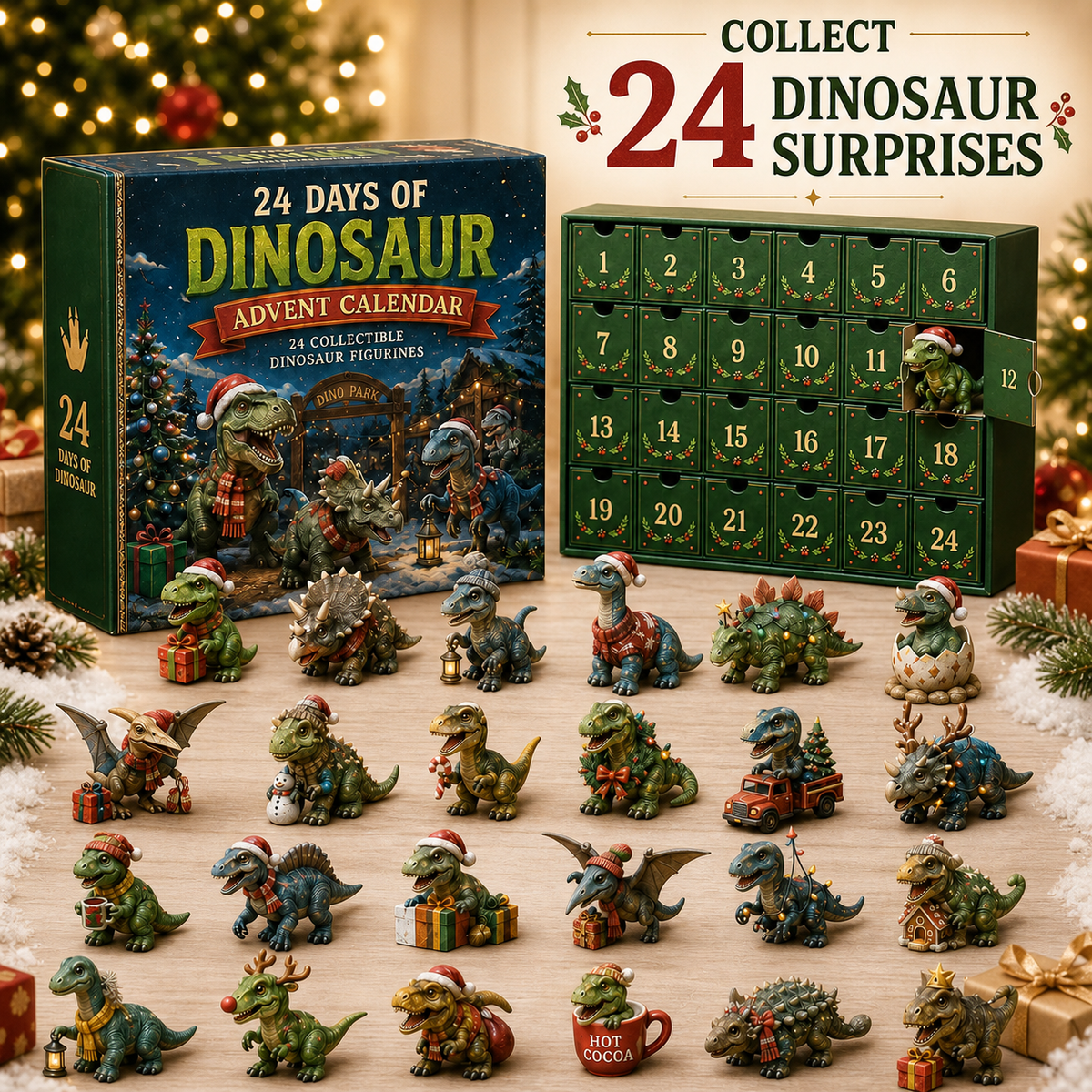 Dinosaur Christmas Advent Calendar, view 5