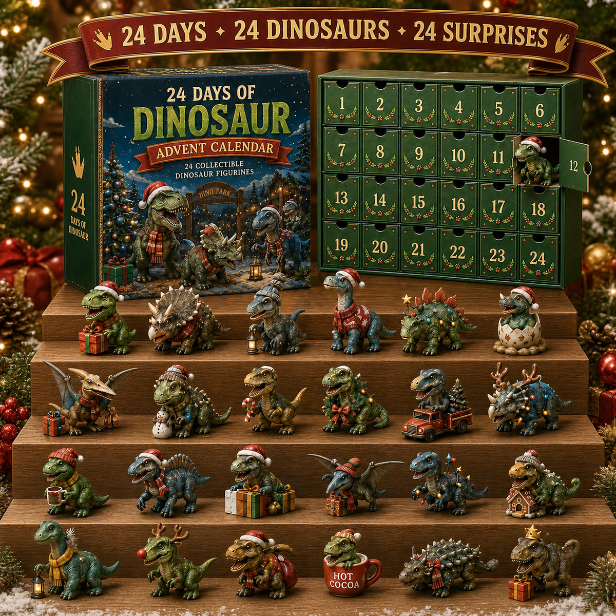 Dinosaur Christmas Advent Calendar, view 6
