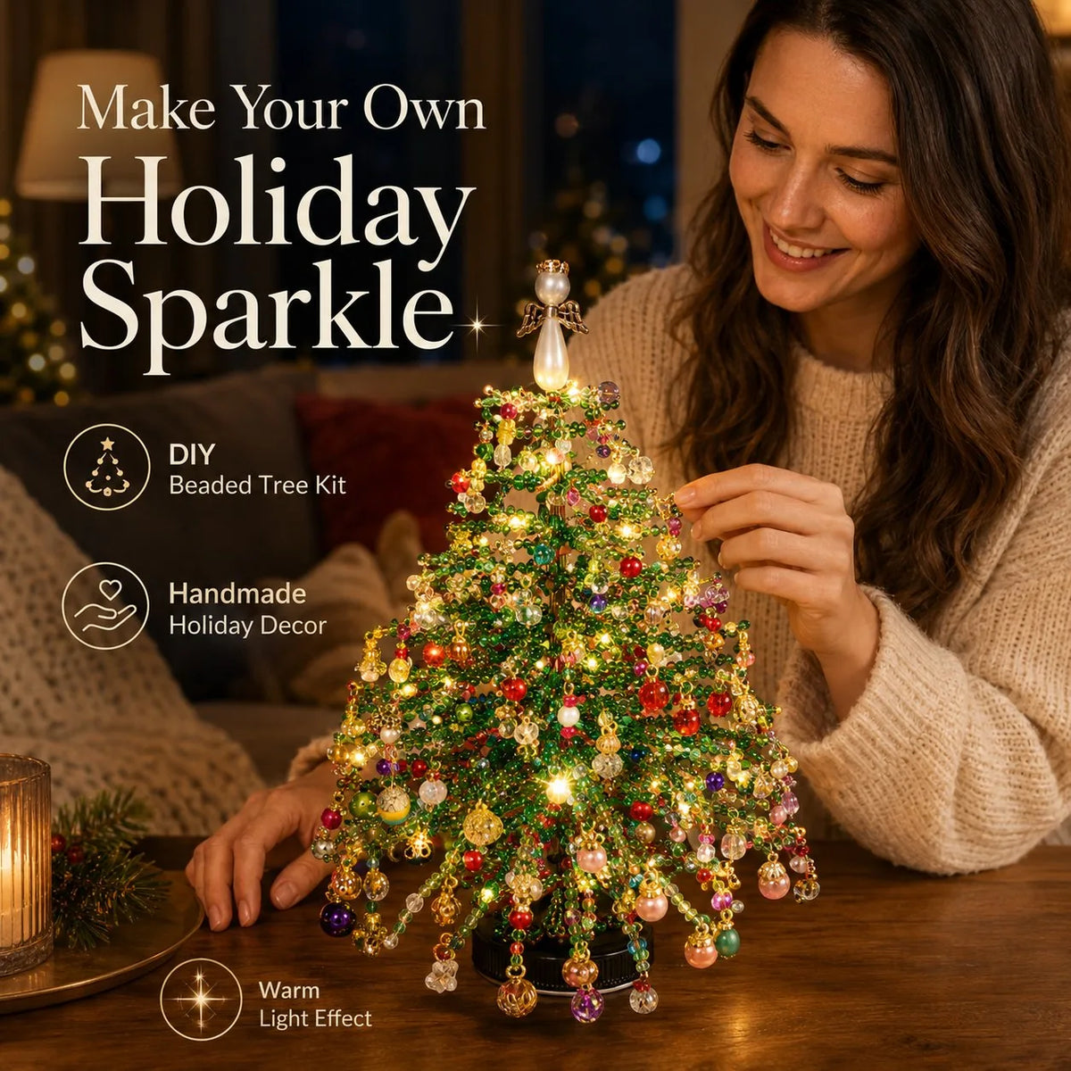 DIY Beaded Christmas Tree Kit, view 1
