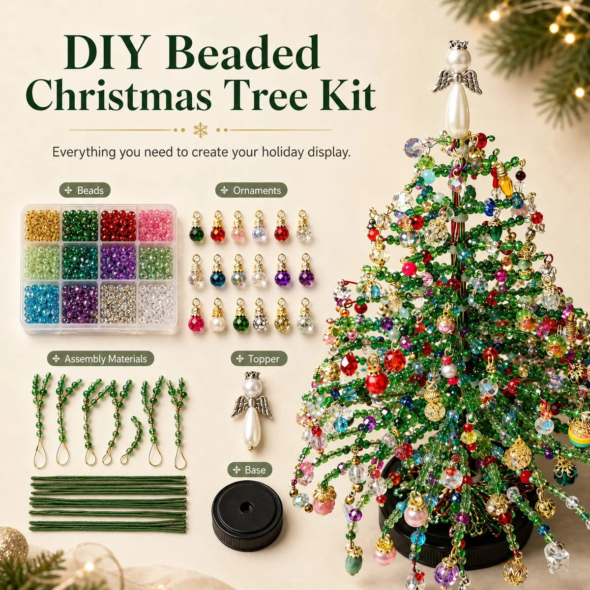 DIY Beaded Christmas Tree Kit, view 3