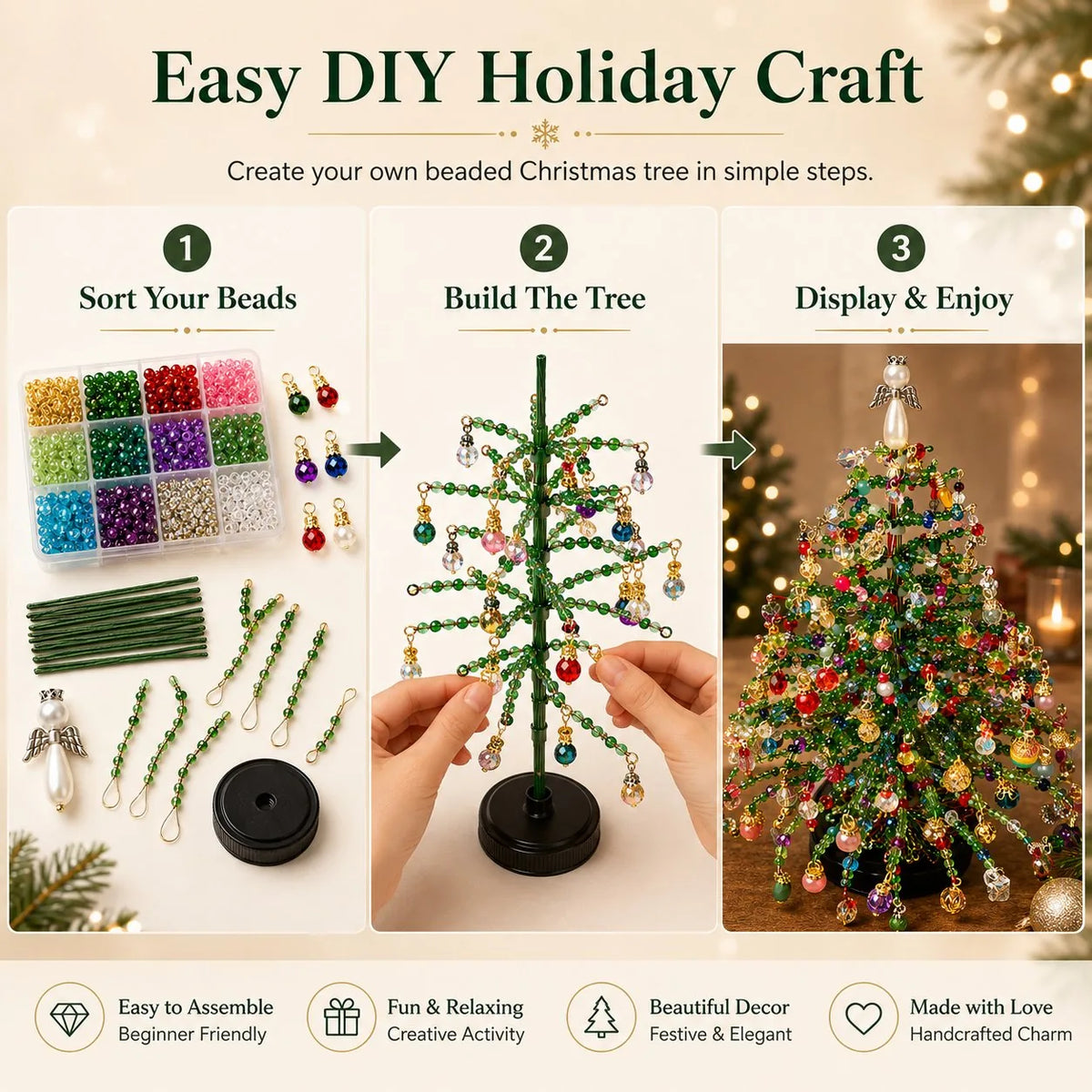 DIY Beaded Christmas Tree Kit, view 4