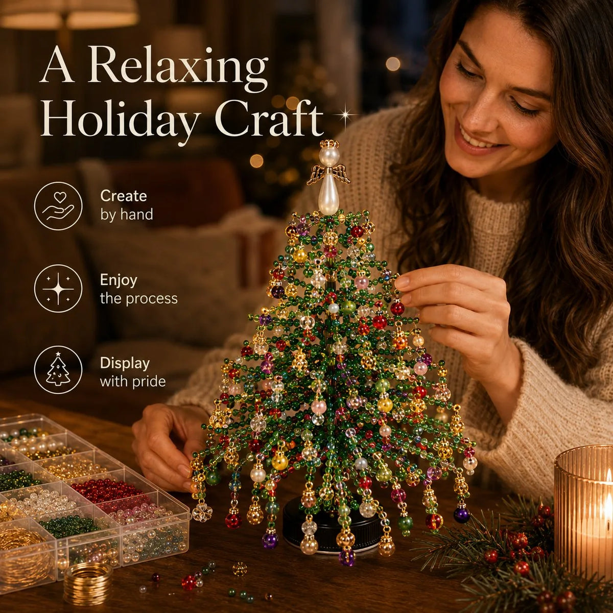 DIY Beaded Christmas Tree Kit, view 6