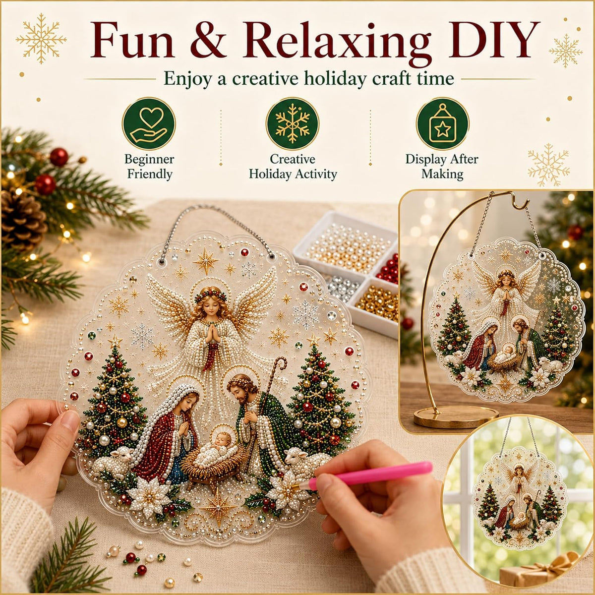 DIY Rhinestone Nativity Plaque Kit, view 12