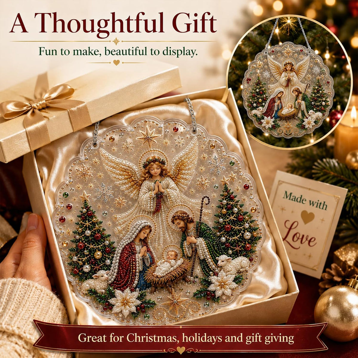 DIY Rhinestone Nativity Plaque Kit, view 2
