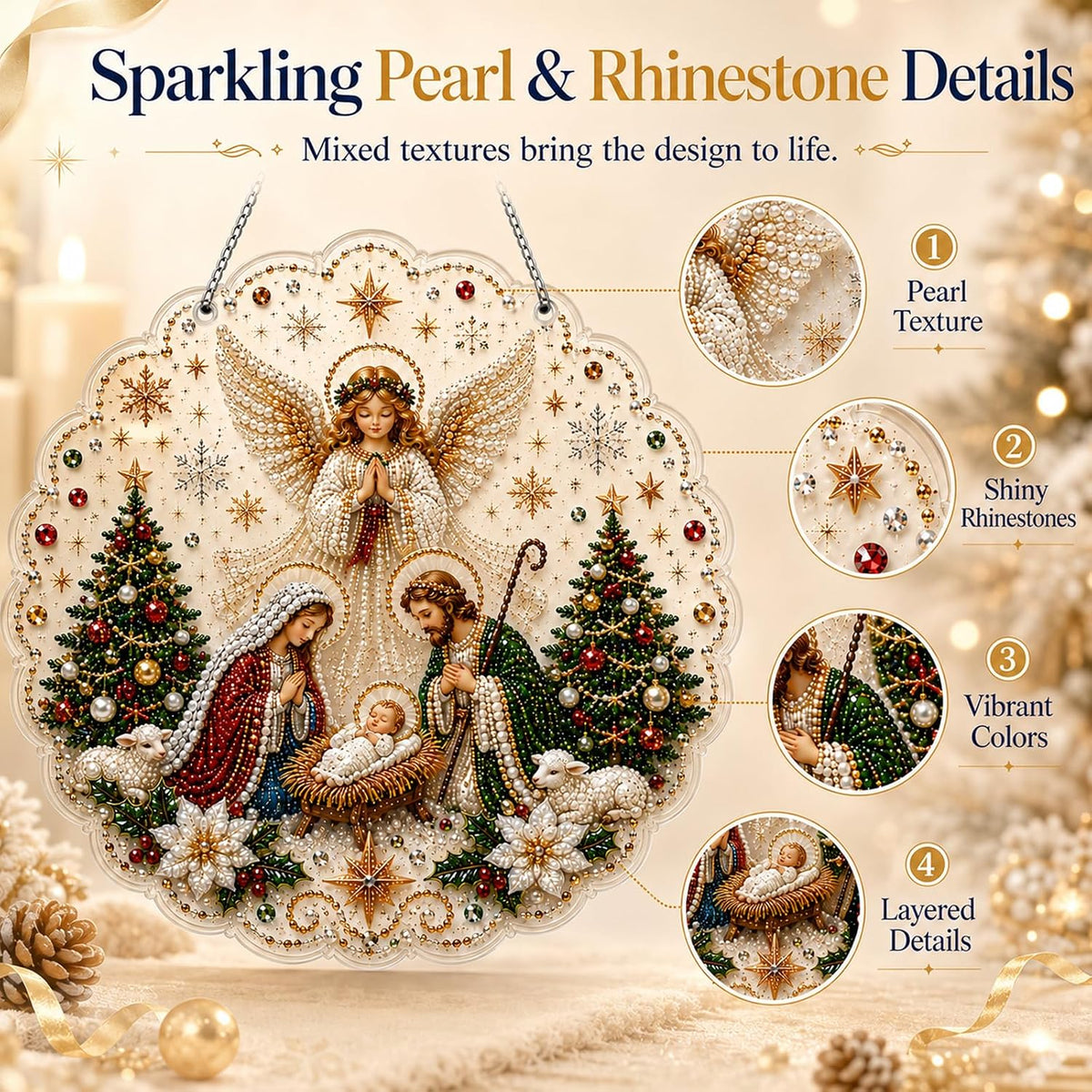 DIY Rhinestone Nativity Plaque Kit, view 4