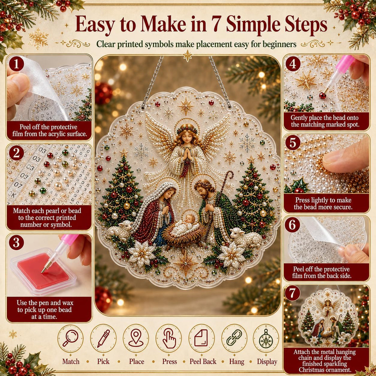 DIY Rhinestone Nativity Plaque Kit, view 5