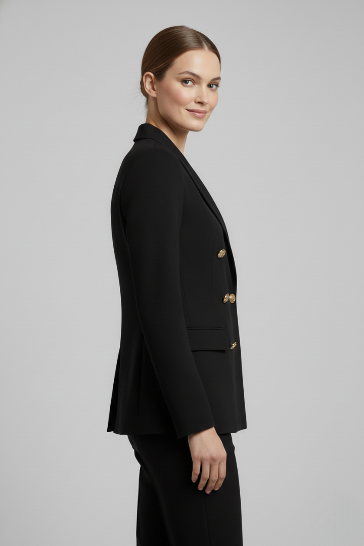 Double Breasted Gold Button Blazer, view 3