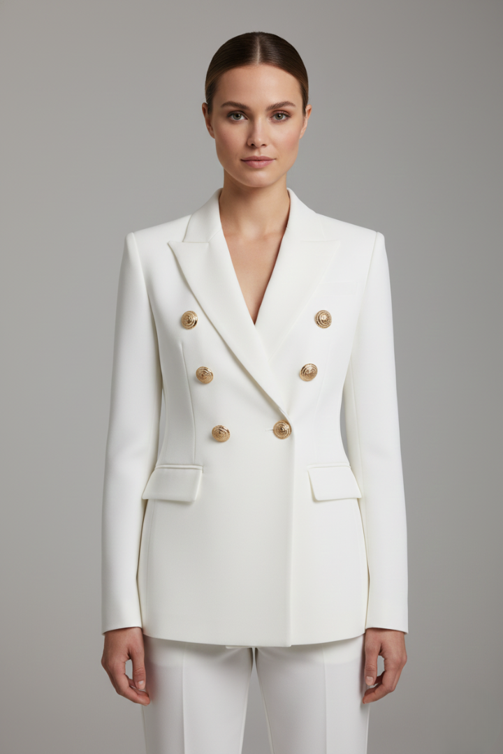 Double Breasted Gold Button Blazer, view 5