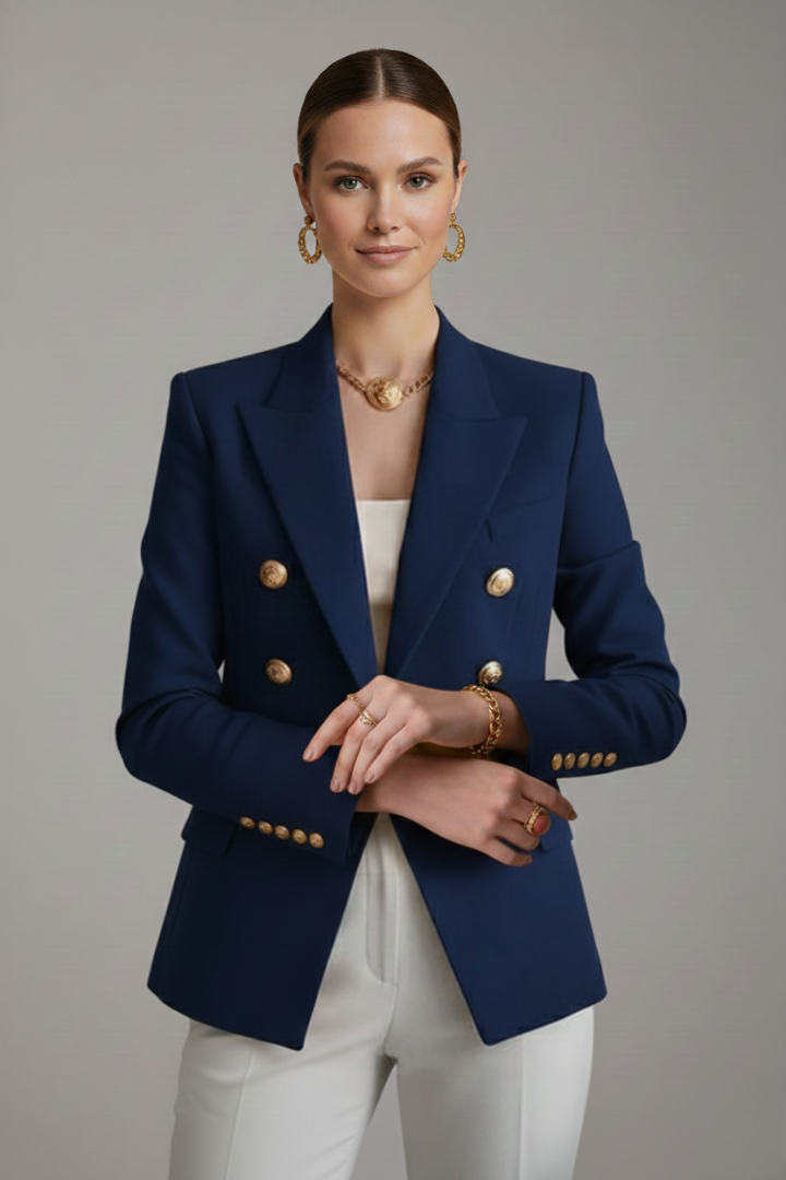Double Breasted Gold Button Blazer, view 8