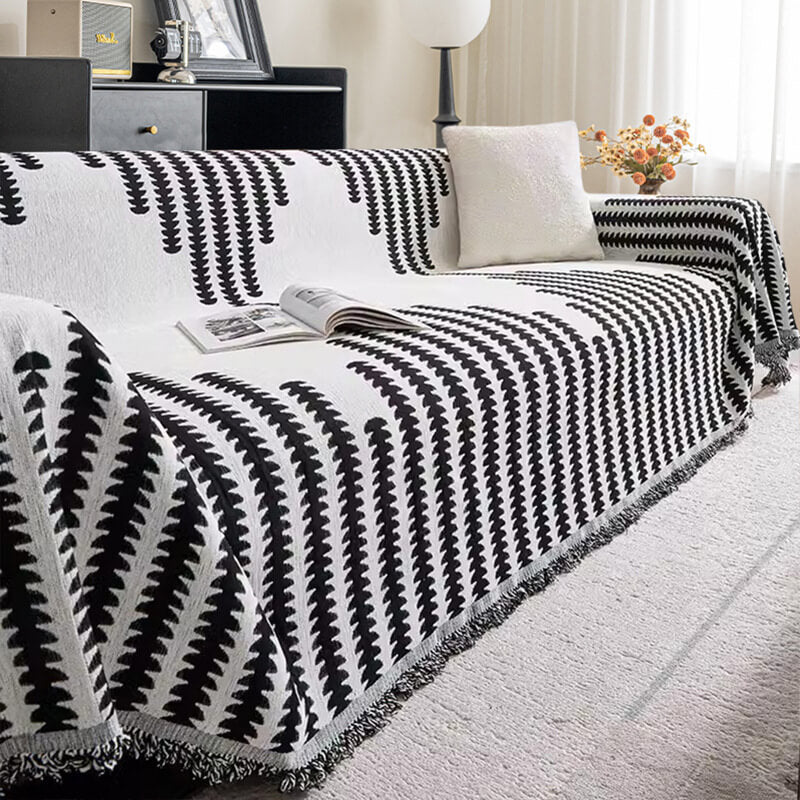 Chenille Couch Cover Throw in black