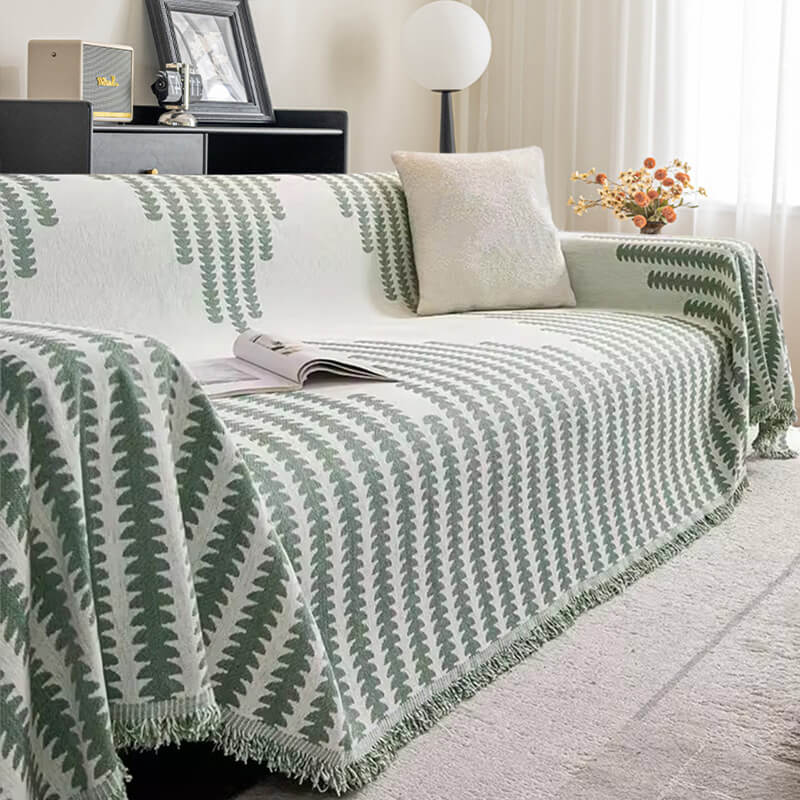 Chenille Couch Cover Throw in green